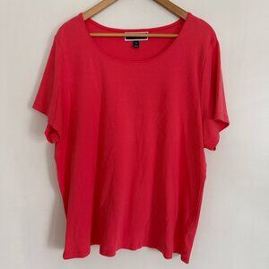 Karen Scott Woman Orange Round Neck Short Sleeves Pullover Top Size 3X